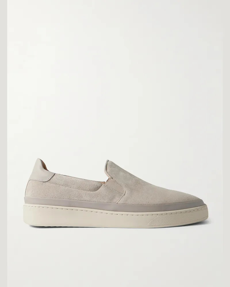 MULO Slip-ons aus Veloursleder mit Lederbesatz Neutral