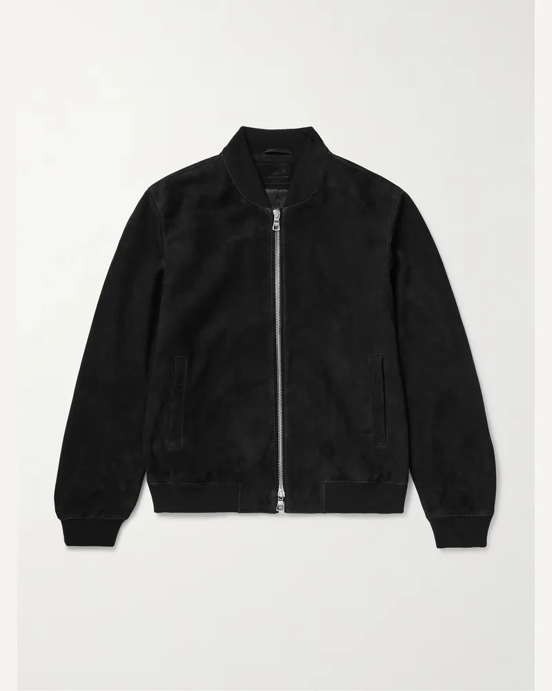 MR P. Bomberjacke aus Veloursleder Schwarz