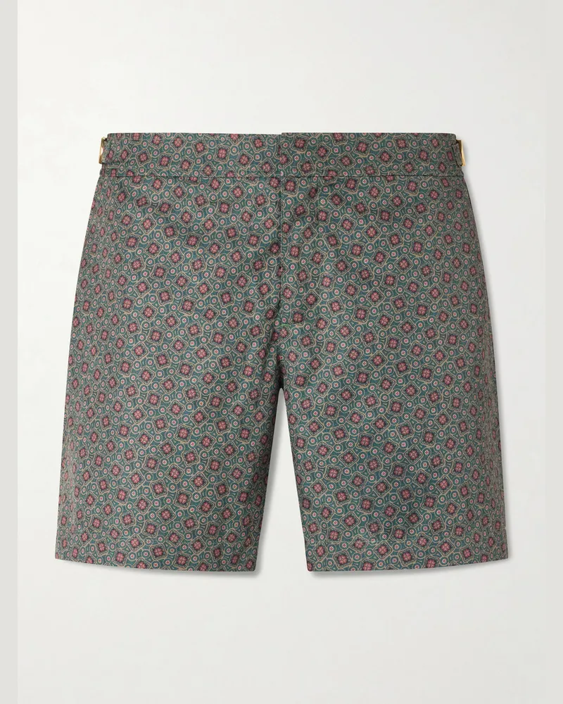 Orlebar Brown Bulldog Pettola gerade geschnittene, mittellange Badeshorts mit Print Grün
