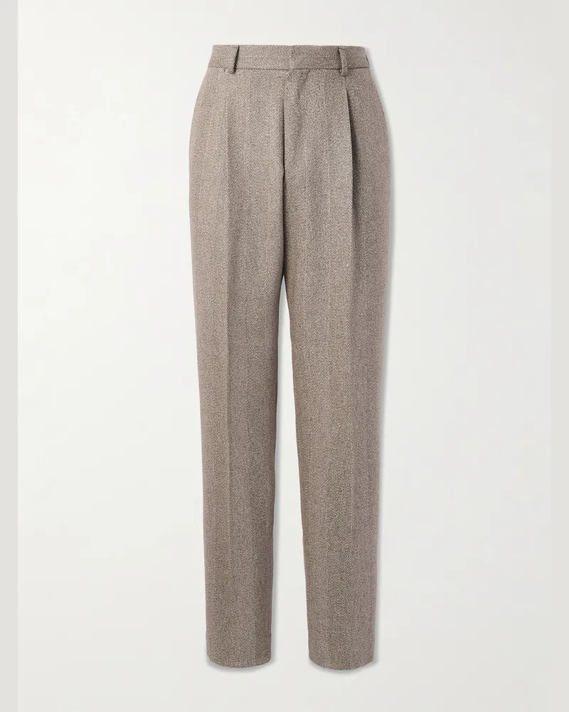 Loro Piana Anden gerade geschnittene Hose aus Wolle mit Zickzackmuster und Falten Neutral
