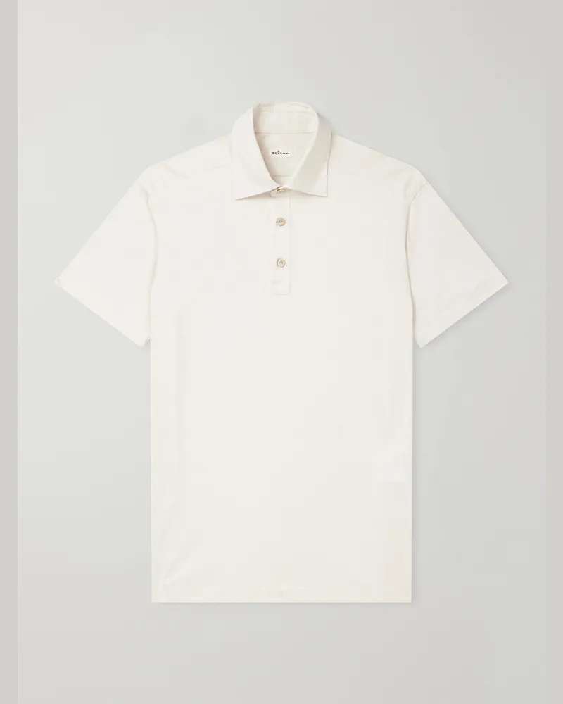 Kiton Cotton-Jersey Polo Shirt White