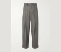 Pleated Pinstriped Virgin Wool-Twill Trousers
