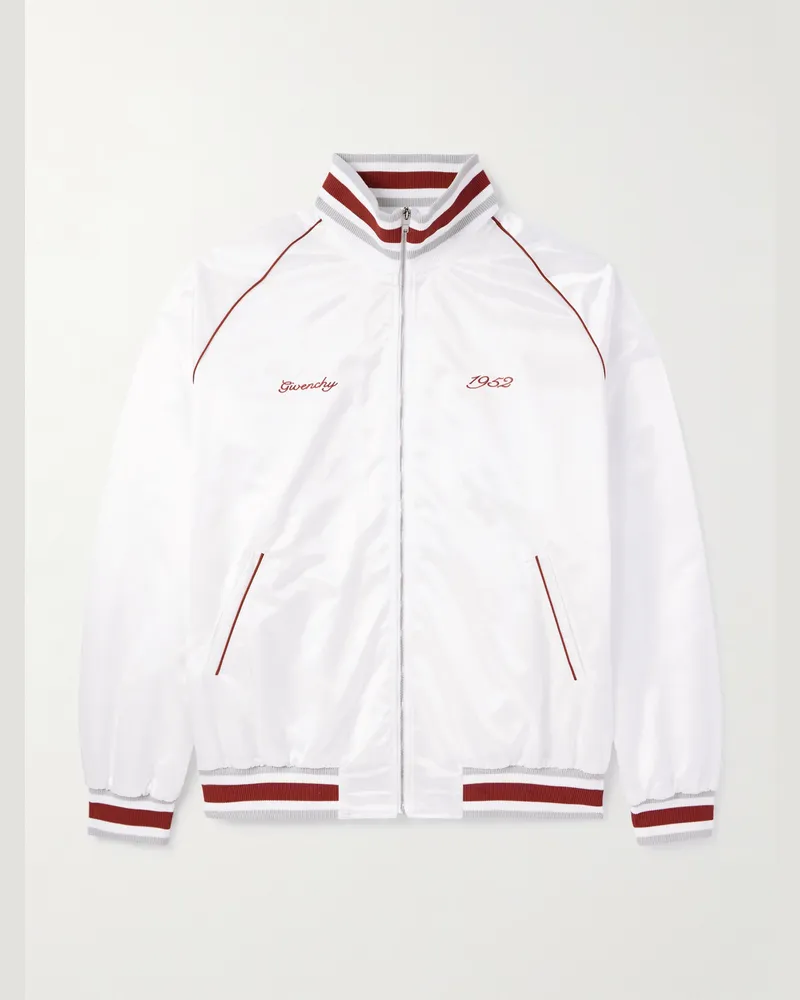 Givenchy Trainingsjacke aus glänzendem Twill mit Logostickerei Weiß