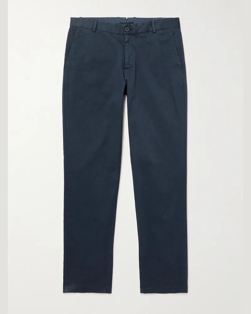 Sunspel Gerade geschnittene Chino aus Twill aus einer Baumwollmischung Blau
