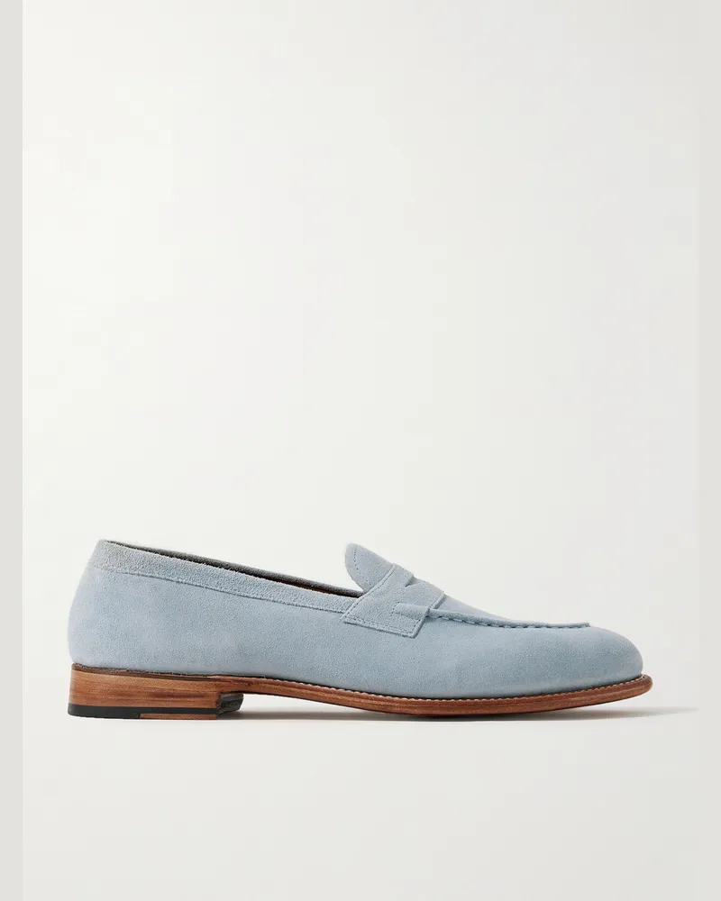 Grenson  Lloyd Pennyloafers aus Veloursleder Blau