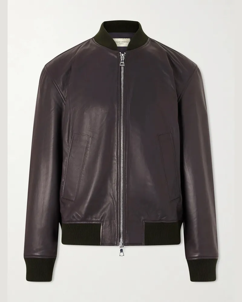 Officine Generale Maony Leather Jacket Brown