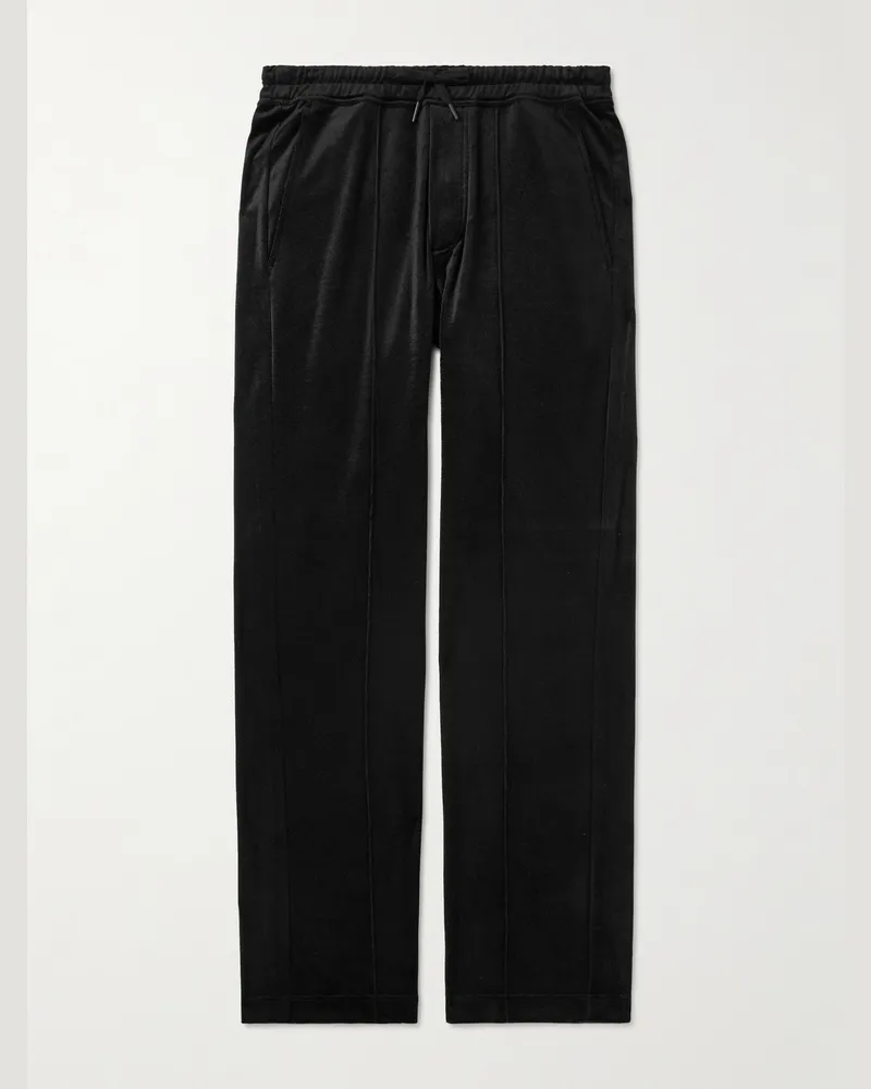 Tom Ford Weit geschnittene Hose aus Samt aus einer Seiden-Baumwollmischung Schwarz