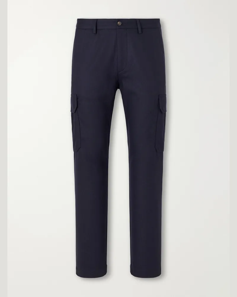 MR P. Straight-Leg Wool-Flannel Cargo Trousers Blue