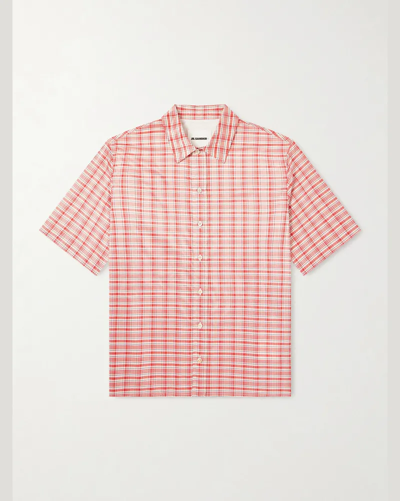 Jil Sander Kariertes Hemd aus einer Seidenmischung Pink