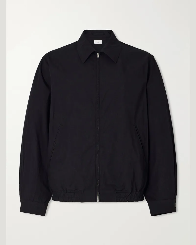 ATON Cotton-Blend Gabardine Harrington Jacket Black