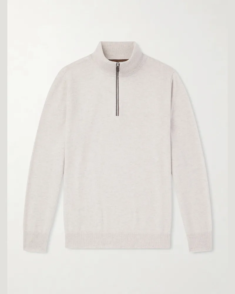 N.Peal Carnaby Organic Cashmere Half-Zip Sweater Gray