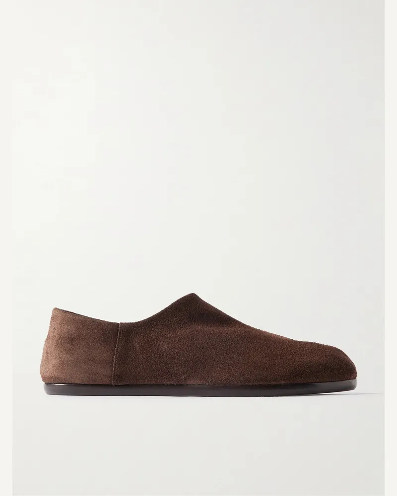 Maison Margiela Tabi Split-Toe Suede Loafers Brown