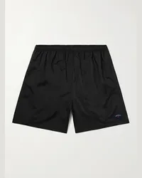 Noah NYC Gerade geschnittene mittellange Badeshorts mit Logoapplikation Schwarz