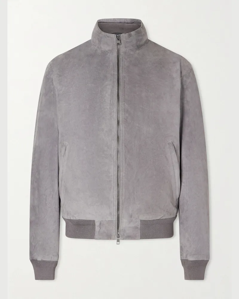 Ralph Lauren Bomberjacke aus Veloursleder Grau