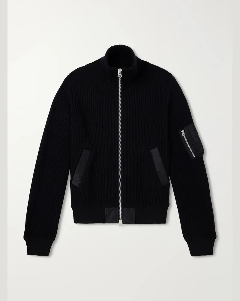 Sacai Knitted Wool Blouson Jacket Black