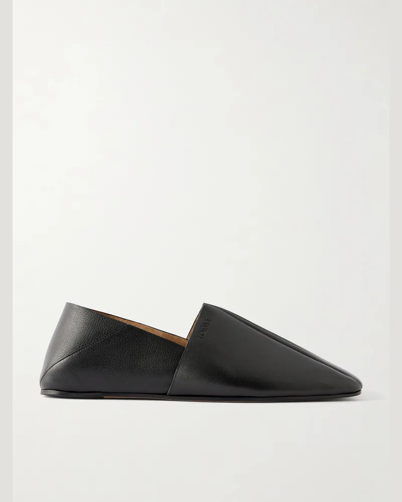 Loewe Origami Leather Slippers Black