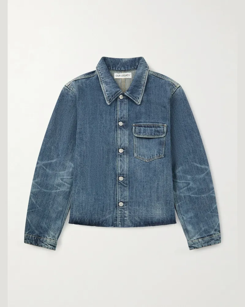 Our Legacy Cut Rebirth Frayed Denim Jacket Blue