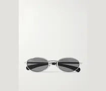 Oval-Frame Silver-Tone Sunglasses