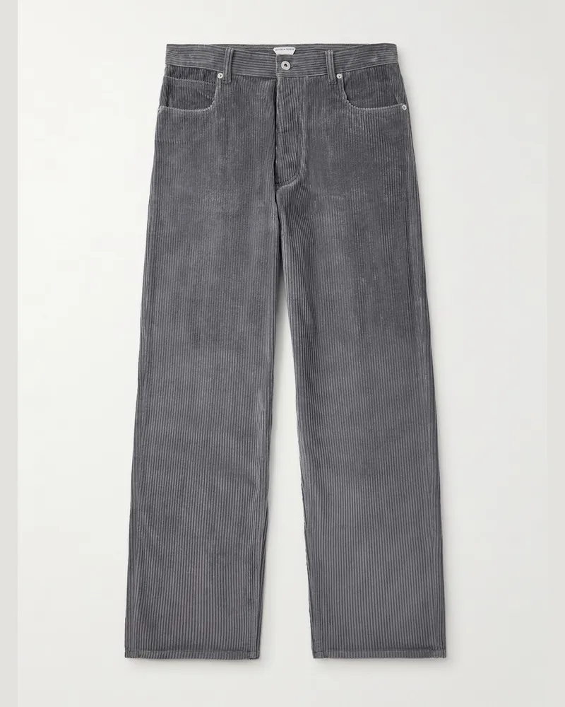 Bottega Veneta Wide-Leg Cotton-Corduroy Trousers Gray
