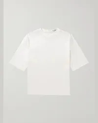 Saint Laurent T-Shirt aus Seidensatin Weiß