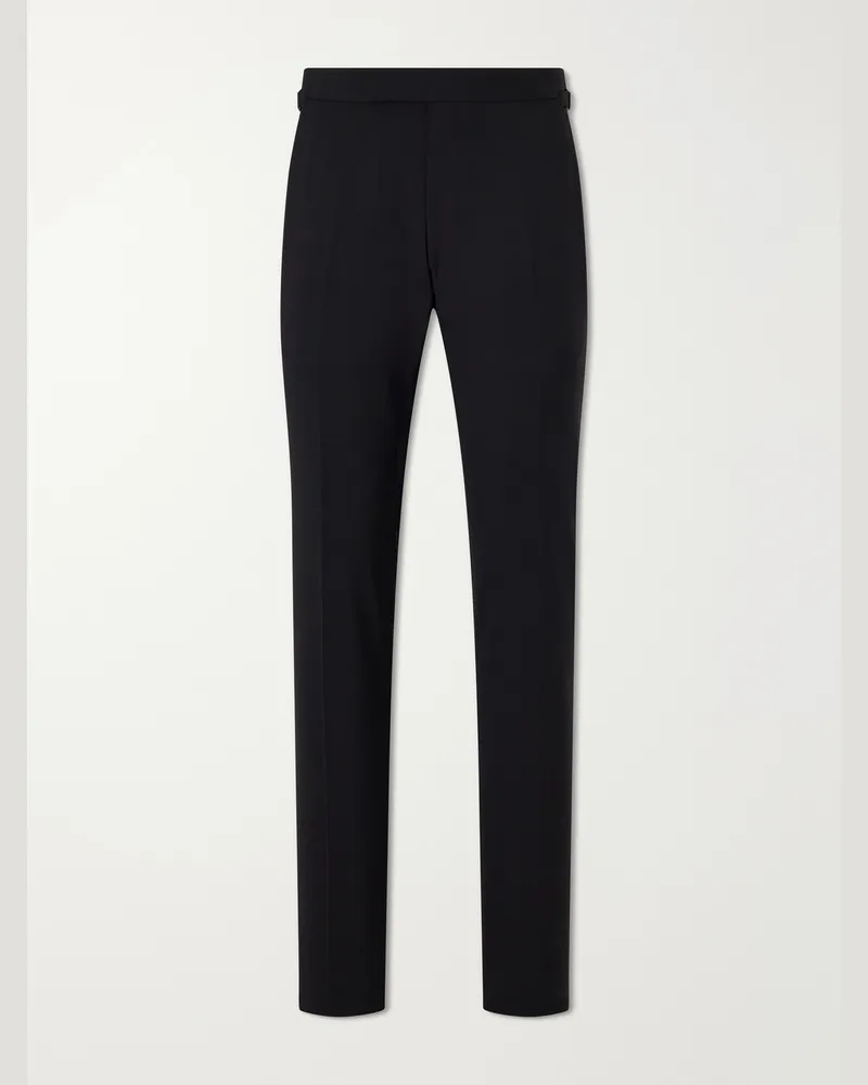 Tom Ford Shelton Straight-Leg Stretch-Wool Trousers Black