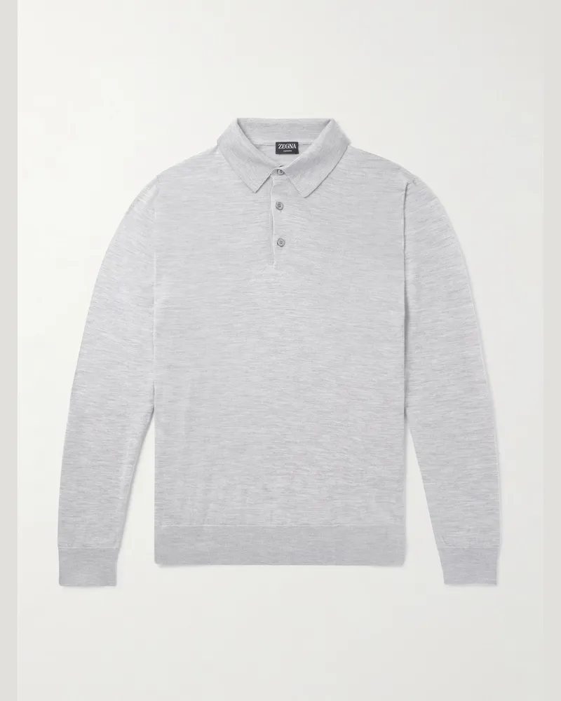 Ermenegildo Zegna Pullover aus einer Kaschmir-Seidenmischung mit Polokragen Grau