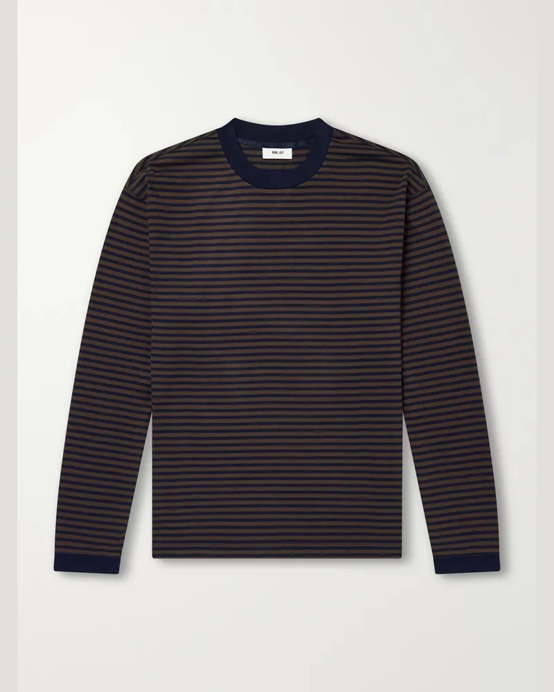 NN 07 Lionel 30040 Striped Organic Cotton-Jersey T-Shirt Blue