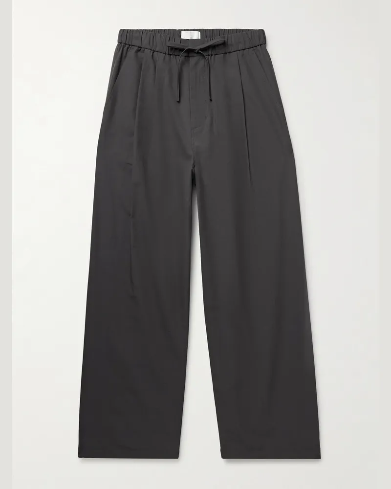 AMOMENTO Weit geschnittene Hose aus Popeline mit Kordelzugbund Grau