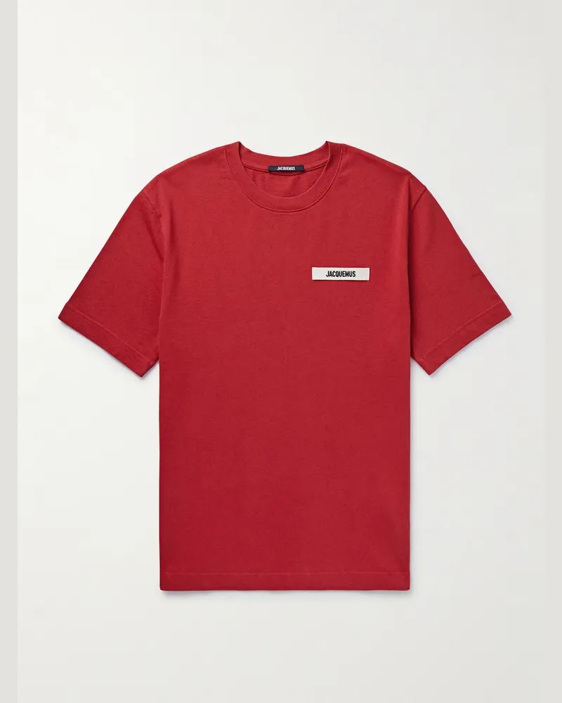 Jacquemus T-Shirt aus Baumwoll-Jersey mit Logoapplikation Rot