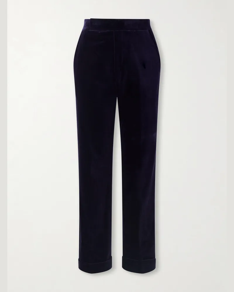 Tom Ford Atticus Straight-Leg Cotton-Blend Velvet Suit Trousers Purple