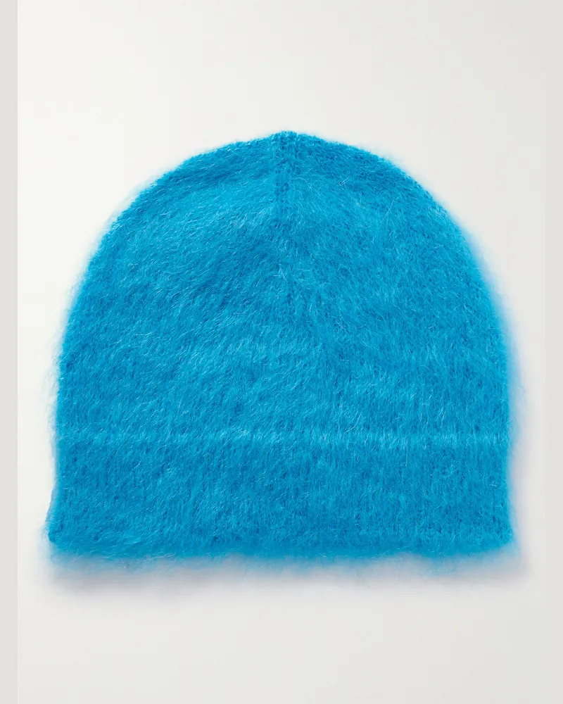 Jil Sander Beanie aus einer gebürsteten Mohairmischung Blau