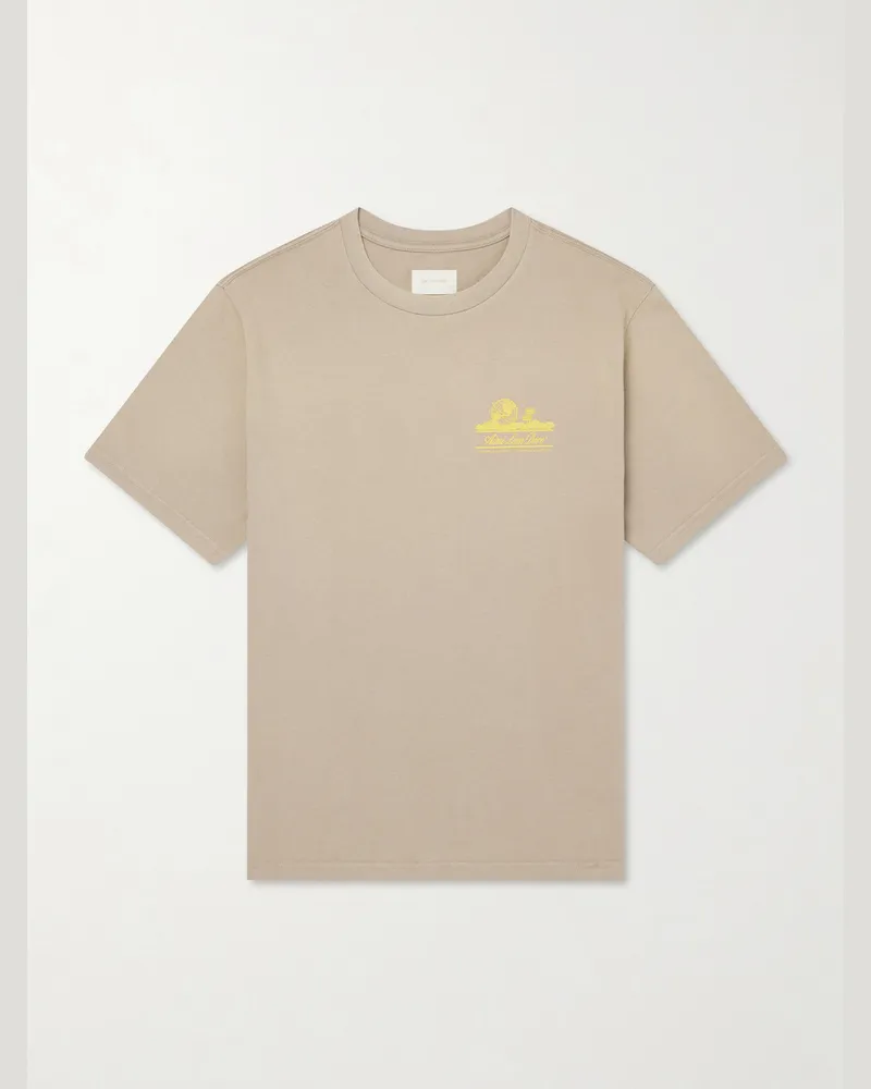 Aimé Leon Dore Unisphere Logo-Print Cotton-Jersey T-Shirt Neutrals