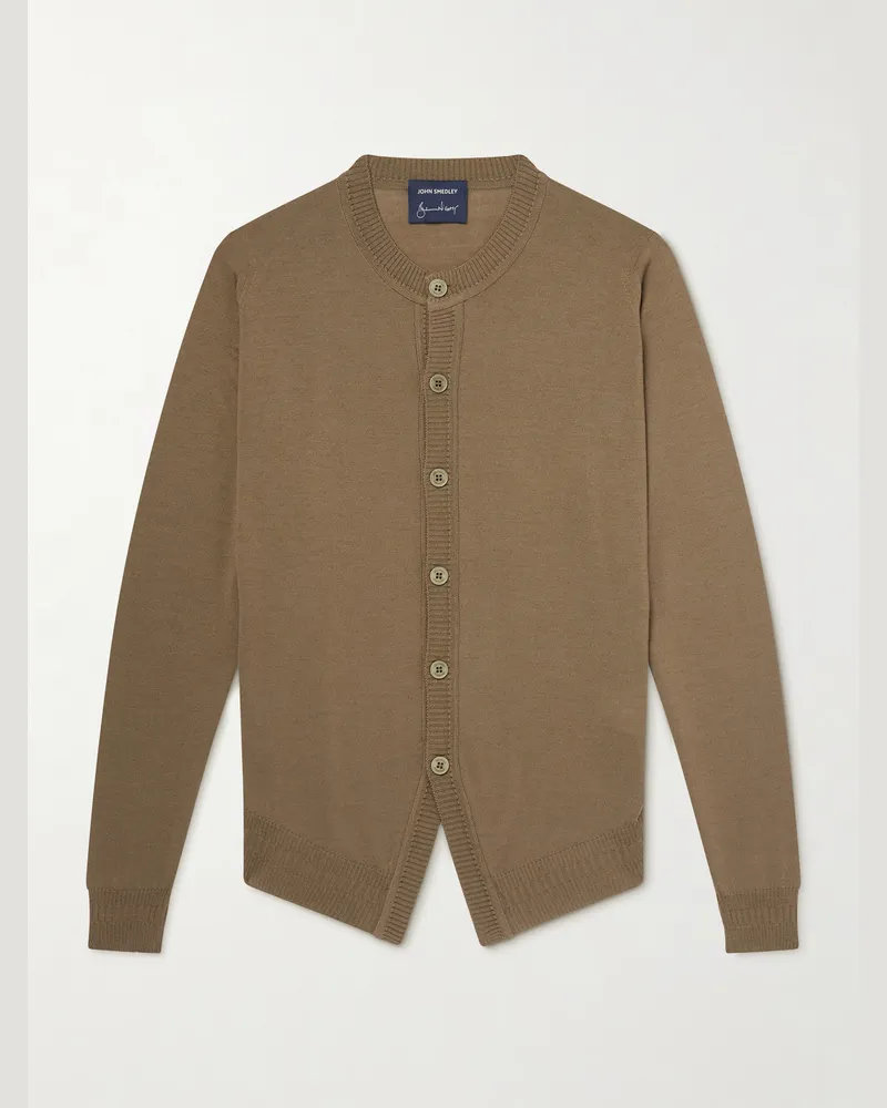 John Smedley Bill Nighy Merino Wool Cardigan Green