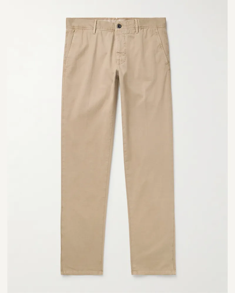 Incotex Schmal geschnittene Hose aus Panama-Canvas aus Stretch-Baumwolle Neutral
