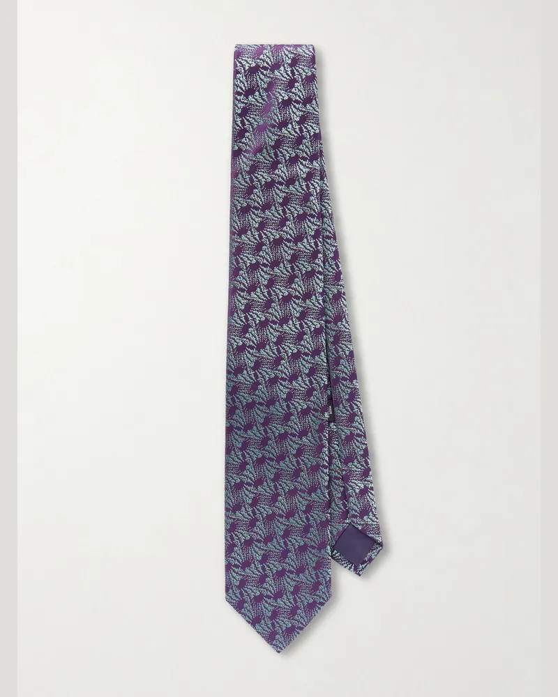 Charvet 8.5cm Silk-Jacquard Tie Purple