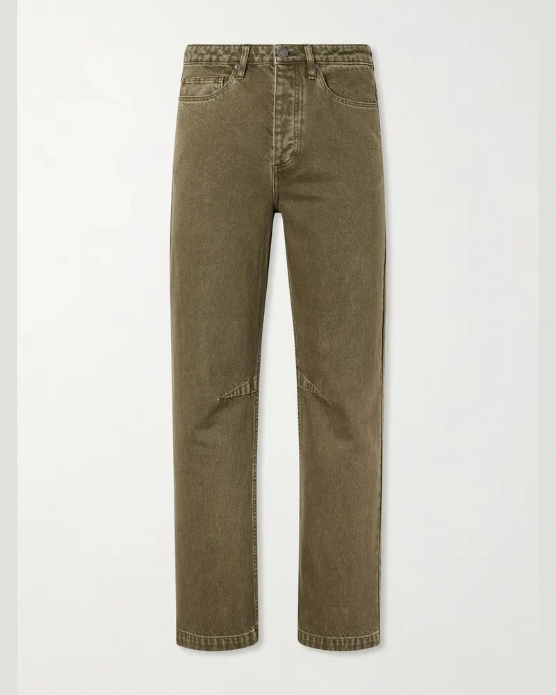 MANAAKI Pita Straight-Leg Garment-Dyed Jeans Green