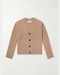 AMI Paris Cardigan aus einer Merinowoll-Kaschmirmischung mit Logostickerei Neutral