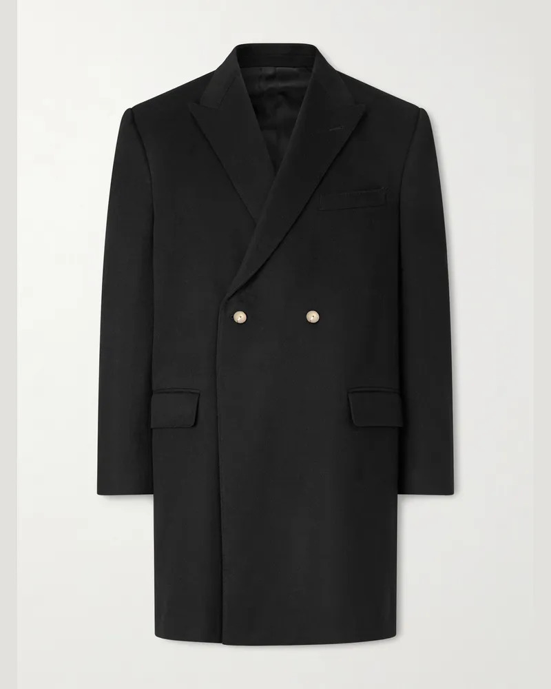 Celine Doppelreihiger Mantel aus Wolle Schwarz