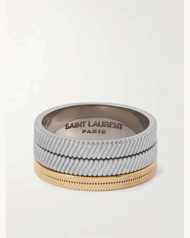 Saint Laurent Tandem silber- und goldfarbener Ring Silber