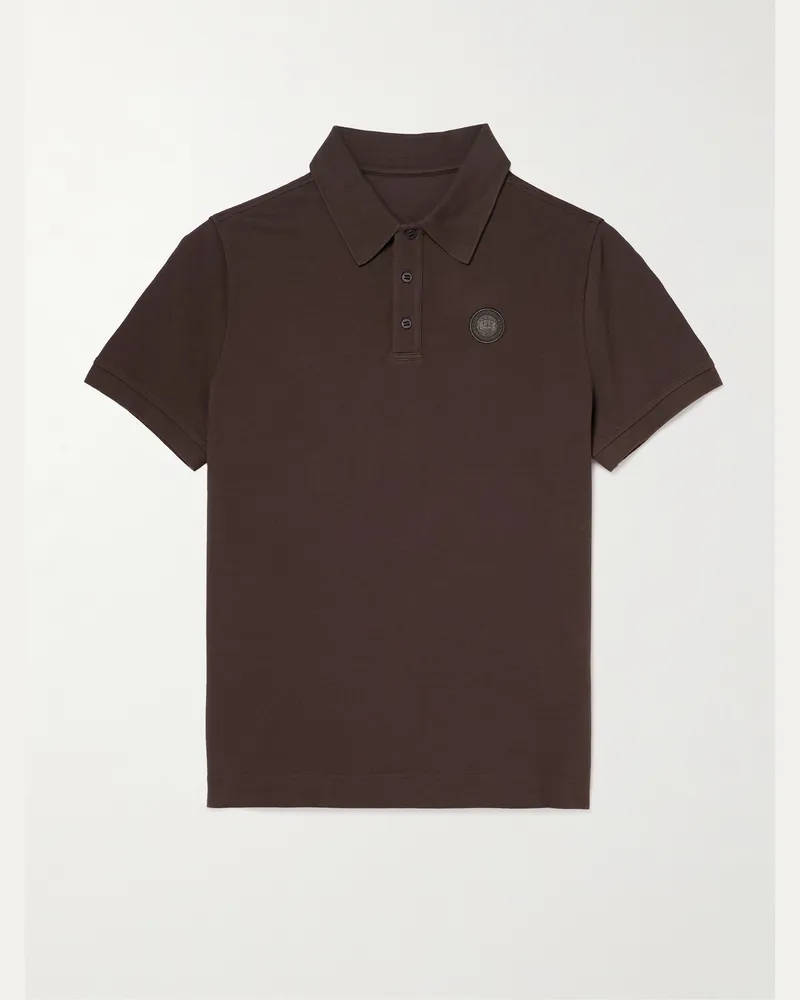 Canada Goose Beckley Logo-Appliquéd Cotton-Piqué Polo Shirt Brown