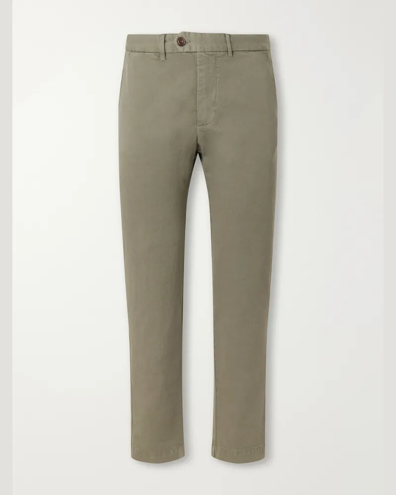 Hartford Taylor Straight-Leg Cotton Gabardine Trousers Green
