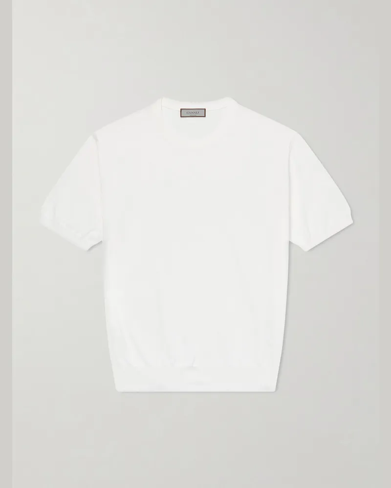 Canali Knitted Cotton T-Shirt White
