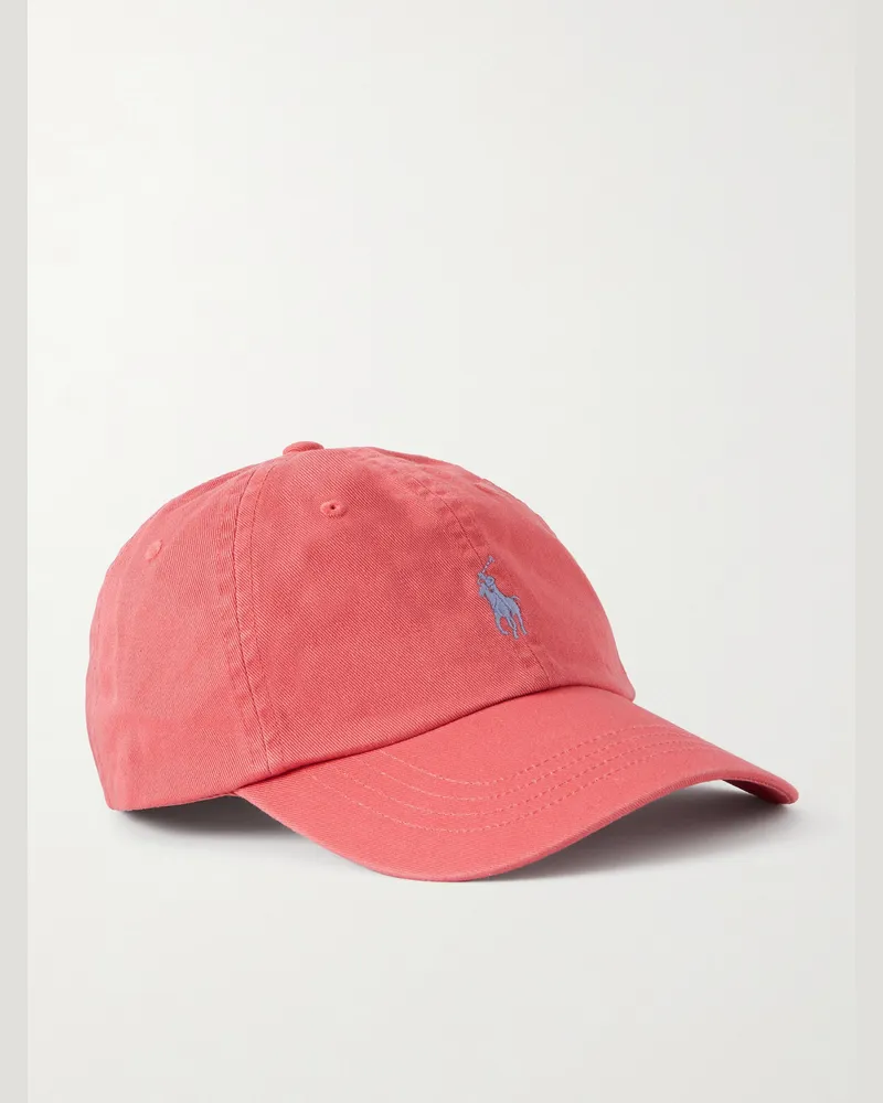 Ralph Lauren Logo-Embroidered Cotton-Canvas Baseball Cap Red