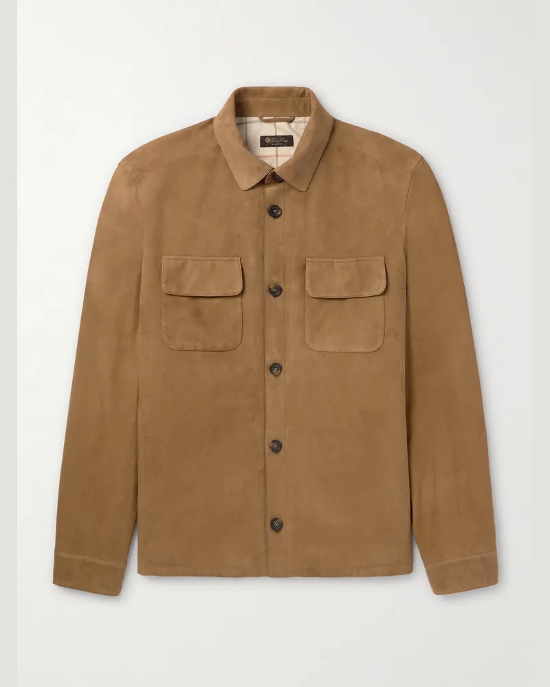 Loro Piana Hemdjacke aus Veloursleder Braun