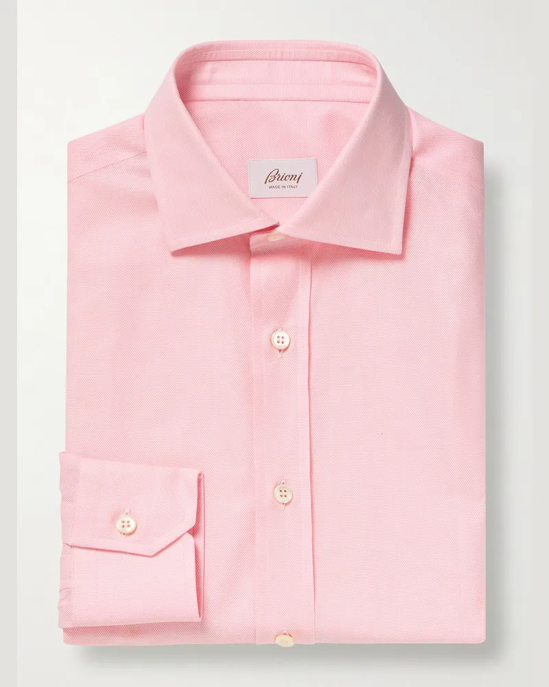 Brioni Trevi Hemd aus Baumwoll-Oxford mit Cutaway-Kragen Pink