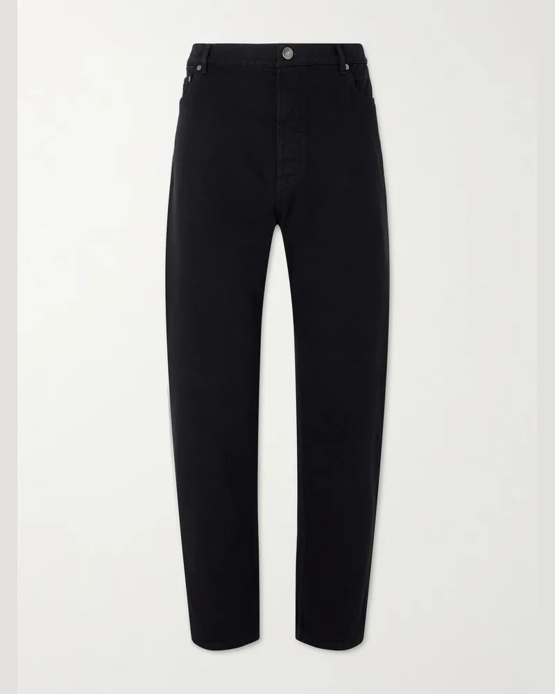 Brunello Cucinelli Slim-Fit Straight-Leg Logo-Embroidered Jeans Black
