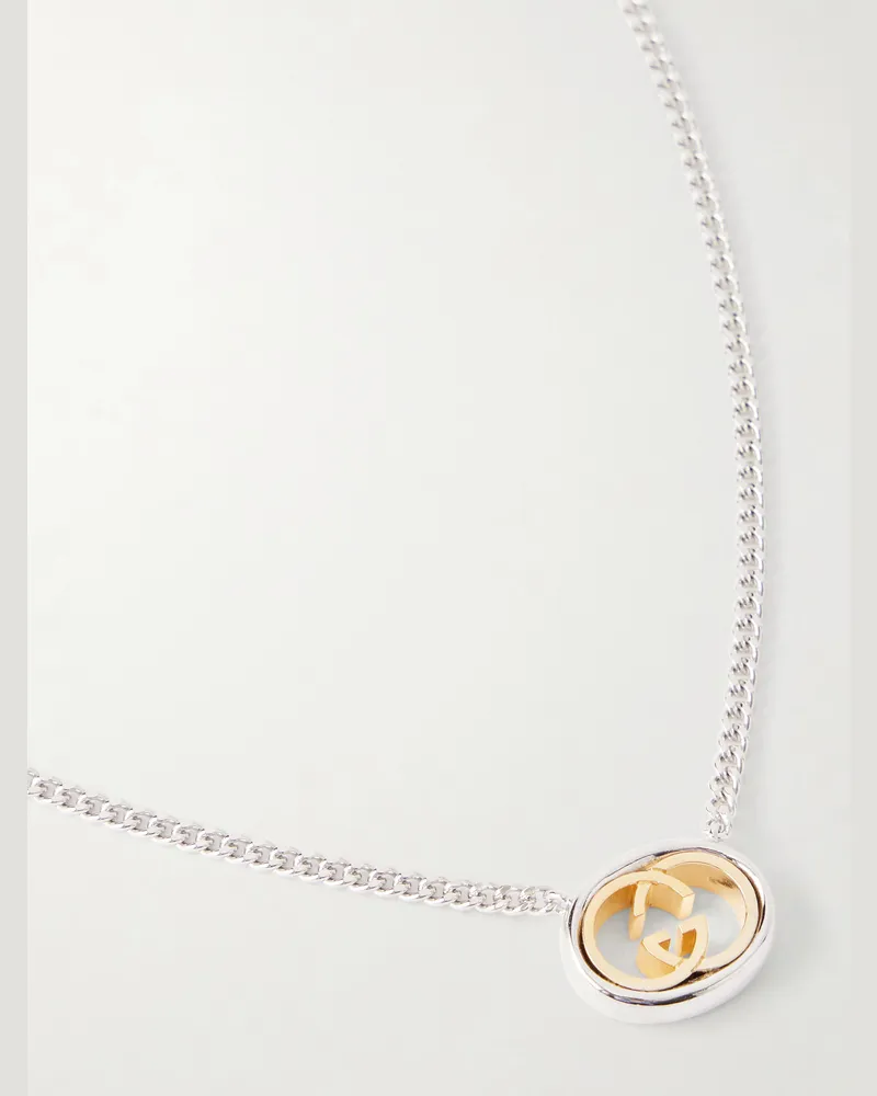 Gucci Interlocking G Silver and Gold-Tone Necklace Silver