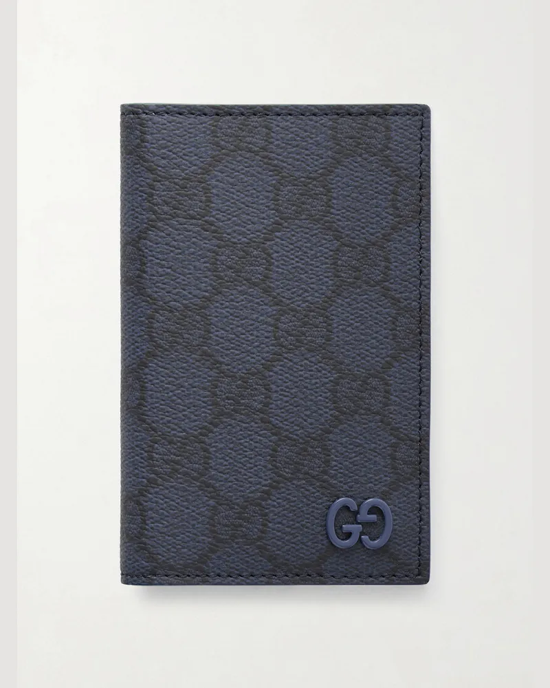 Gucci GG Supreme aufklappbares Portemonnaie aus beschichtetem Canvas mit Logomuster Blau