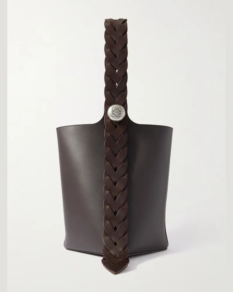 Loewe Large Pebble Beuteltasche aus Leder mit Verzierung und Flechtdetail Braun