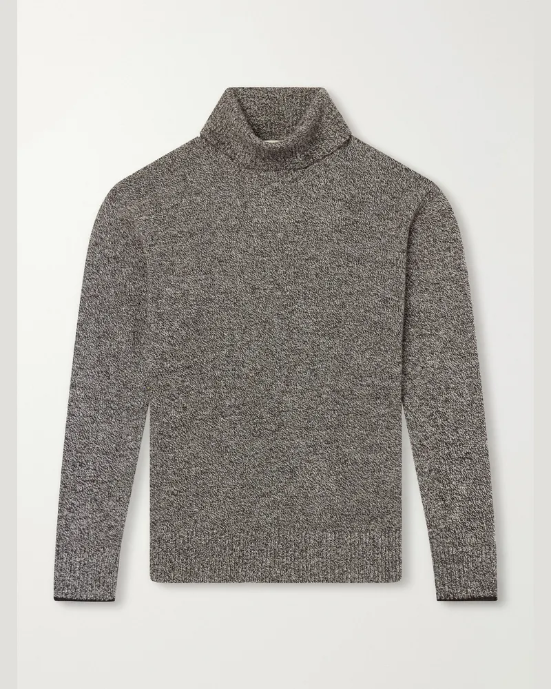Altea Wool and Cashmere-Blend Mouliné Rollneck Sweater Brown
